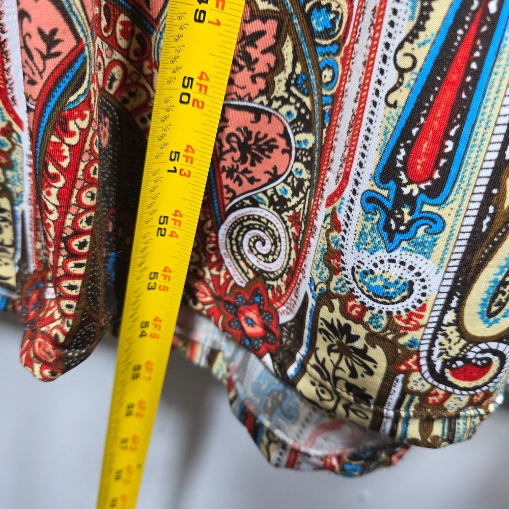 Lapogee Dress‎ Womens XL Red Blue Paisley Boho Maxi Smocked Chic Style Vintage - Picture 6 of 6